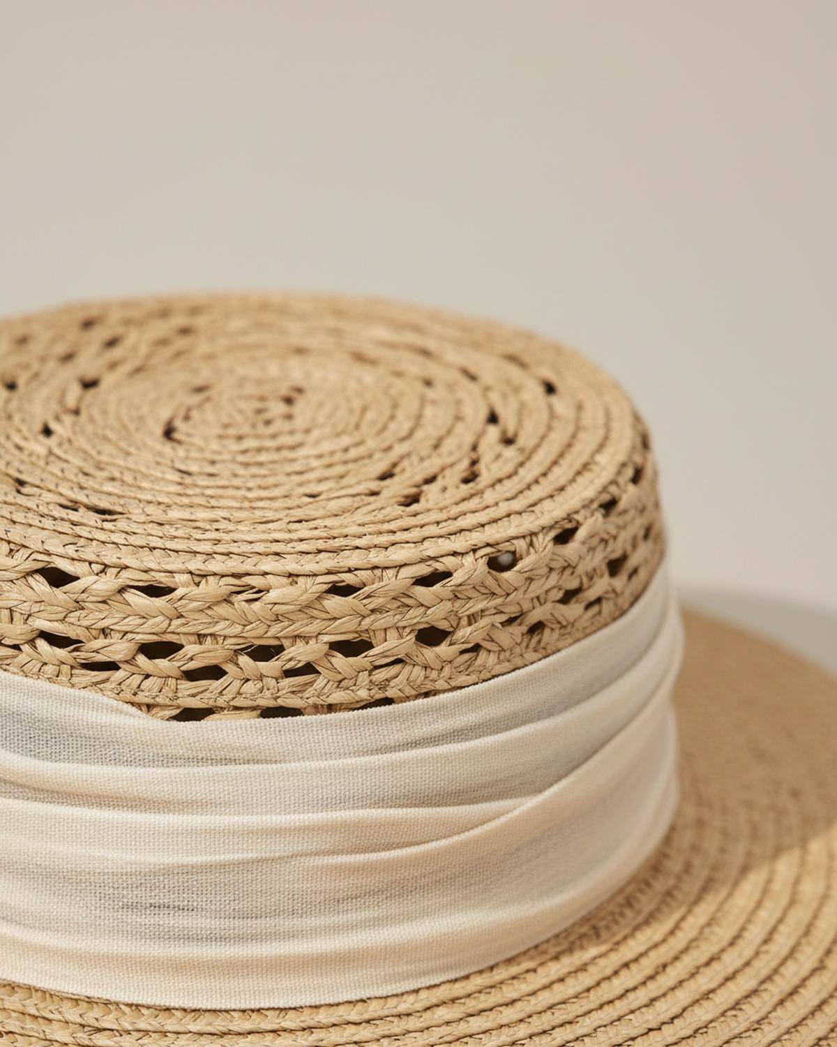 The Ribbon Boater - Ivory