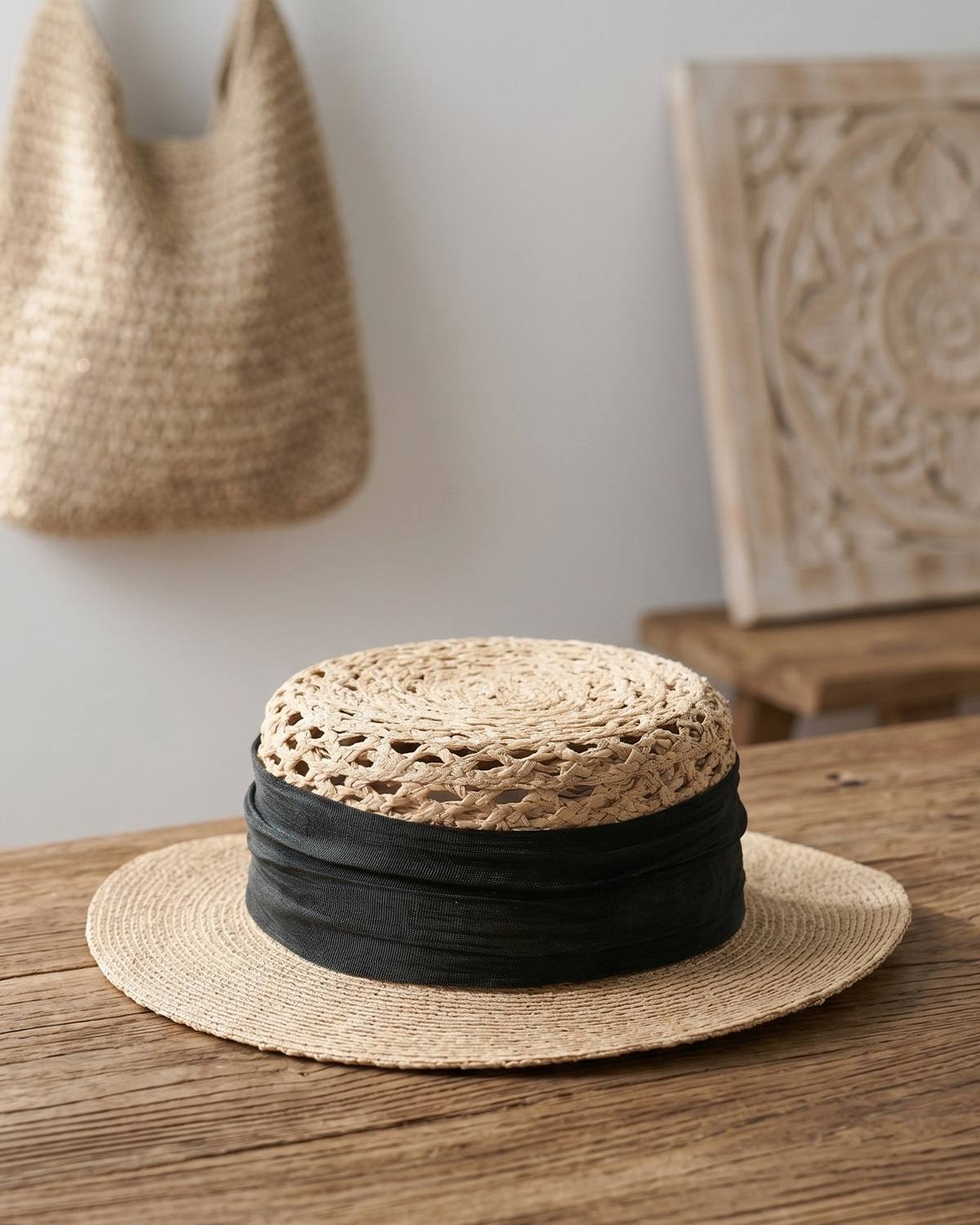 The Ribbon Boater - Black