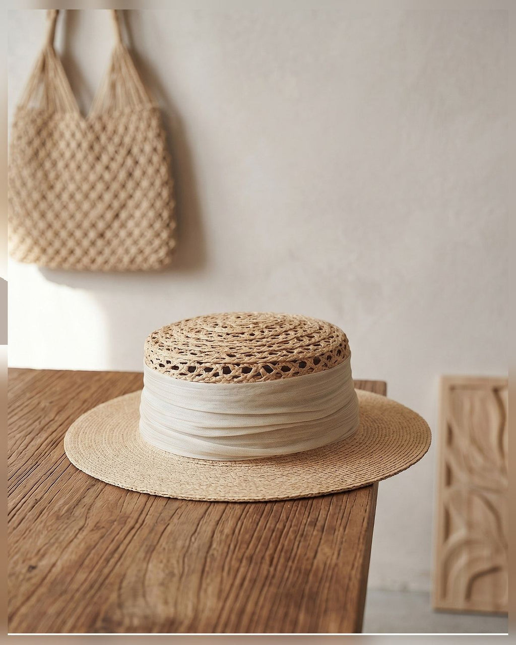 The Ribbon Boater - Ivory