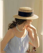 The Ribbon Boater - Black