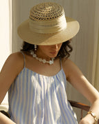 The Ribbon Boater - Ivory