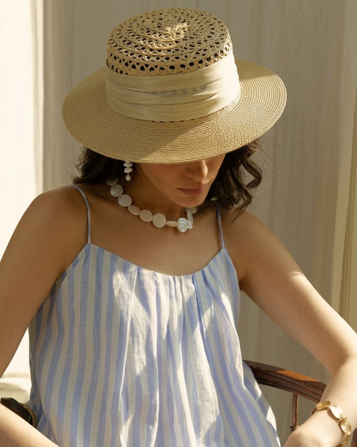 The Ribbon Boater - Ivory