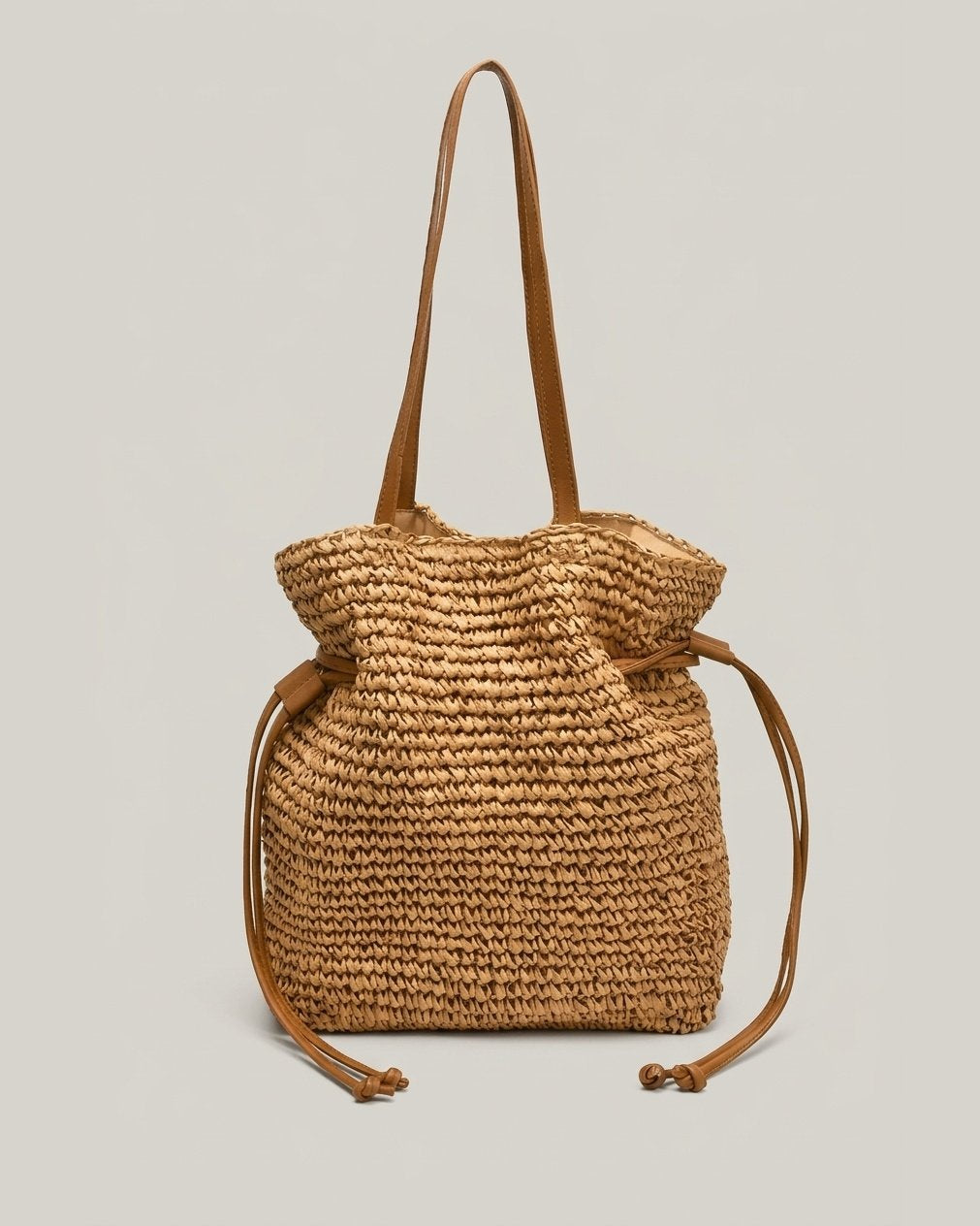 Straw Bucket Bag with Drawstring Closure | Wildfool