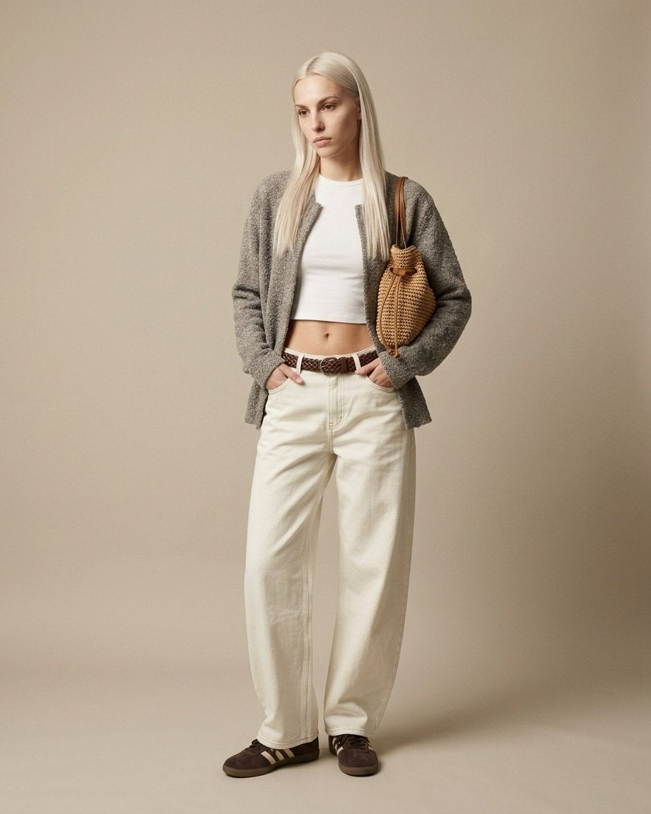 Woven straw bag in khaki tone — close-up of medium-firm weave texture
