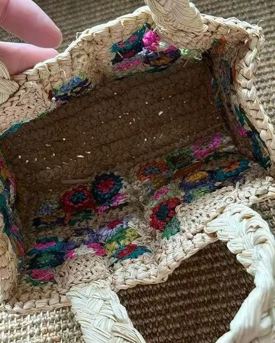 The Wildflower Crochet Raffia Tote