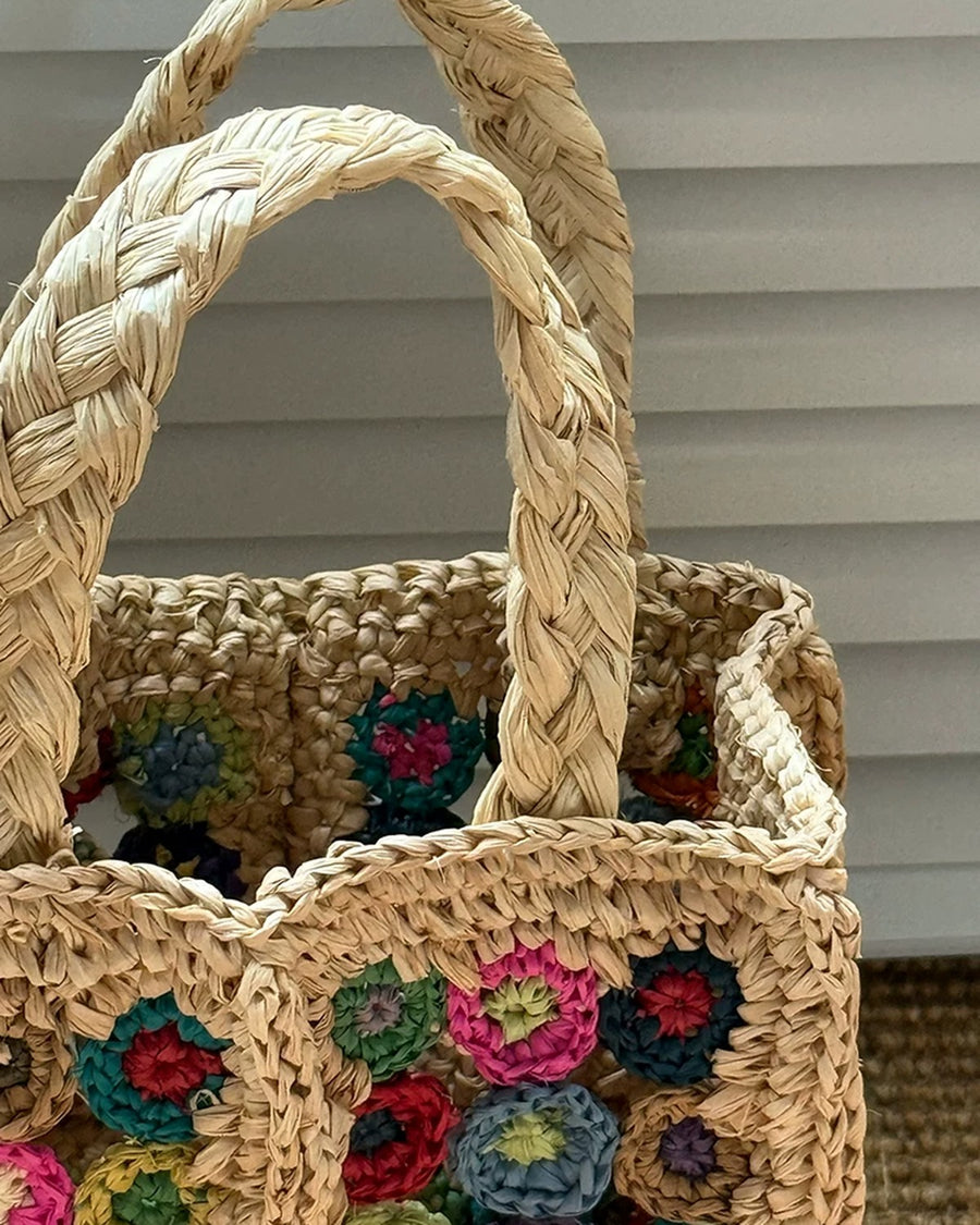 The Wildflower Crochet Raffia Tote