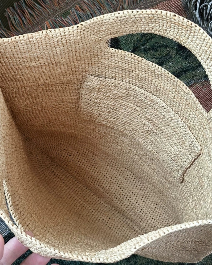 The Cut-Out Handle Raffia Tote