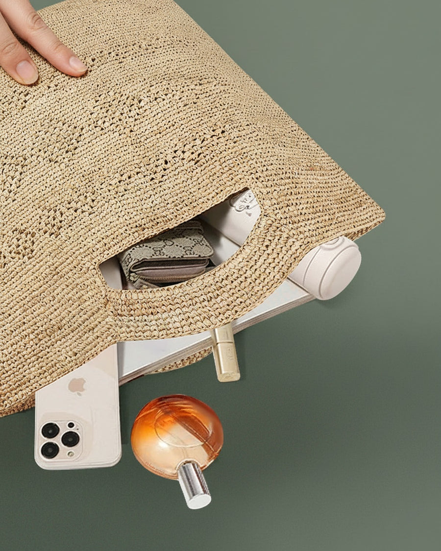 The Cut-Out Handle Raffia Tote