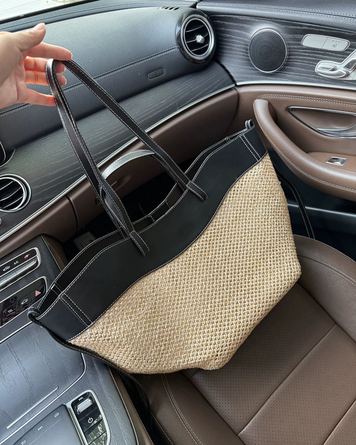 The Two-Tone Woven Tote Bag