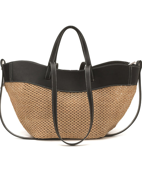 El bolso tote tejido bicolor