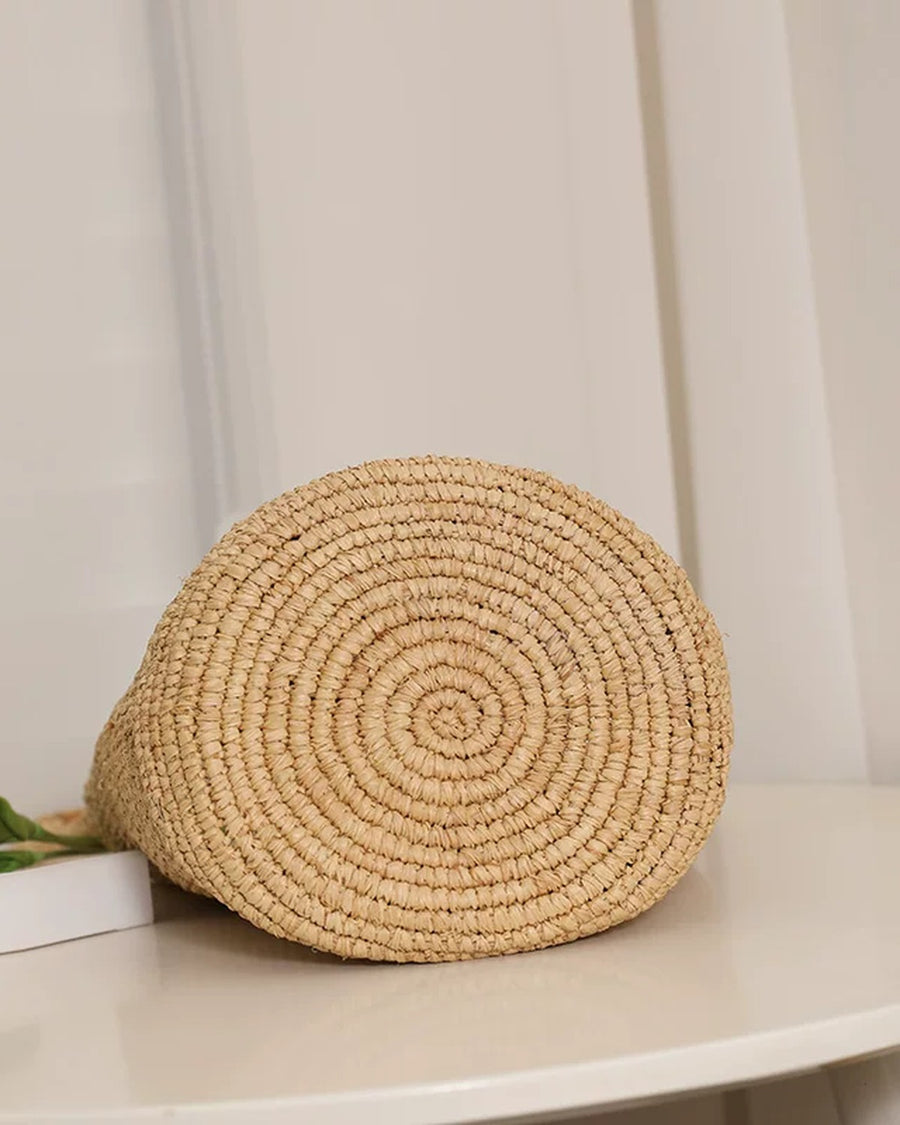 The Scalloped Raffia Bucket Bag