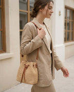 Wildfool The Noto Raffia Bucket — detail view
