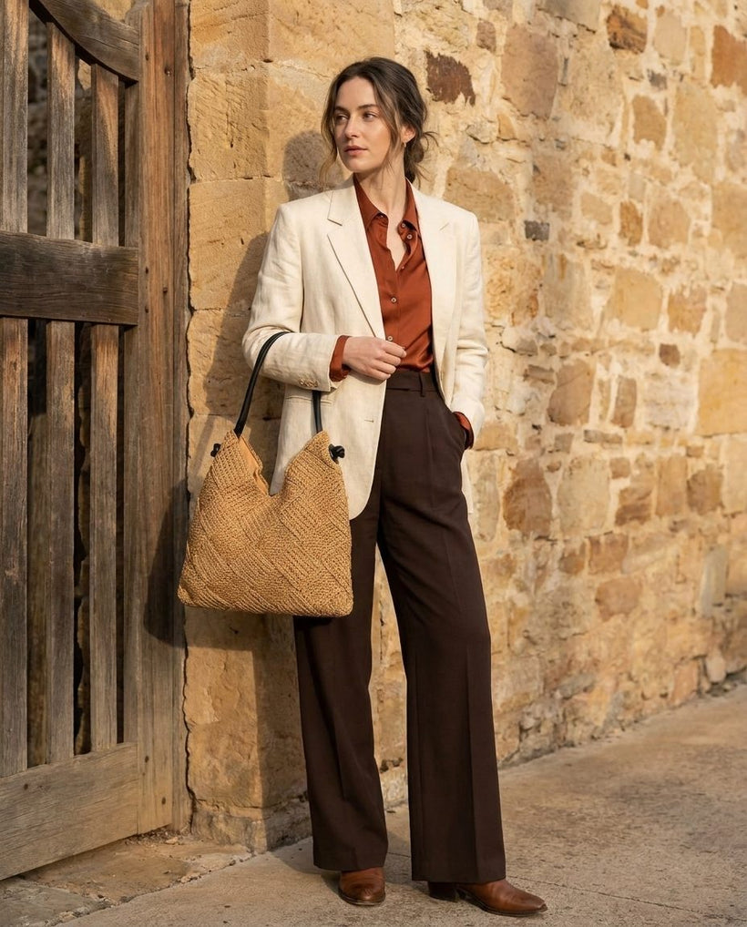 The Trani Basket Shoulder Bag — worn