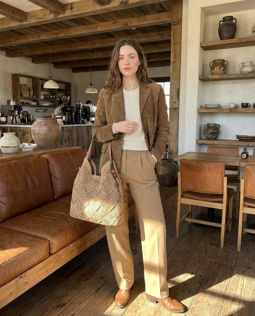 The Trani Basket Shoulder Bag — worn