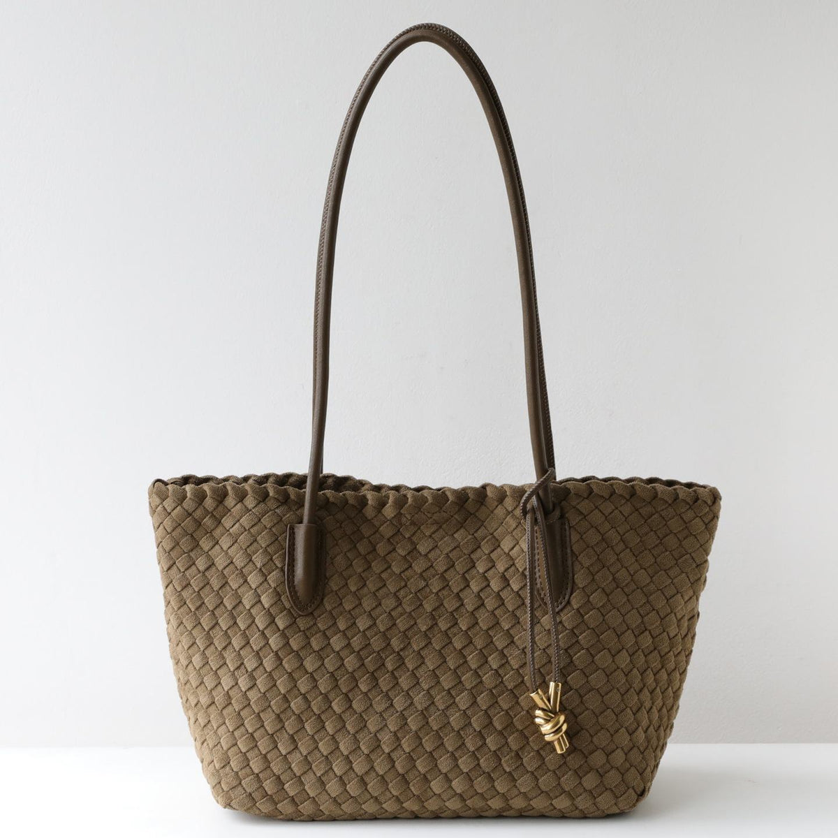 Wildfool The Torino Woven Tote in Oliver — soft napped woven fabric shoulder tote