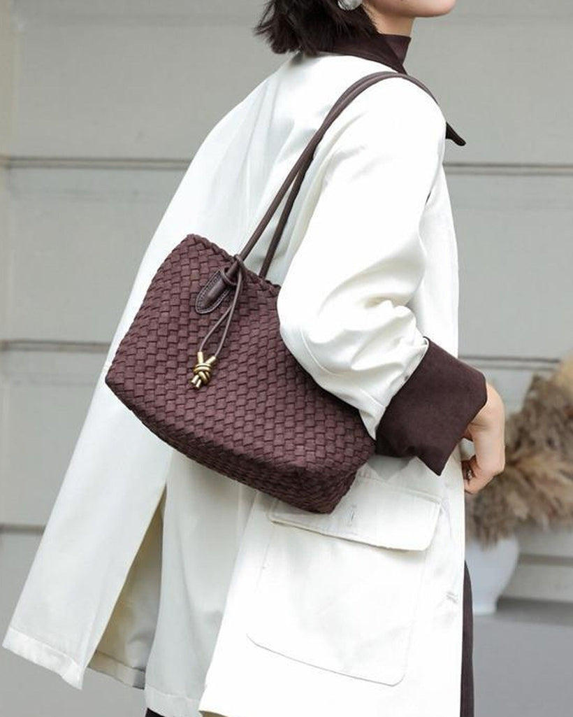 The Torino Woven Tote — worn