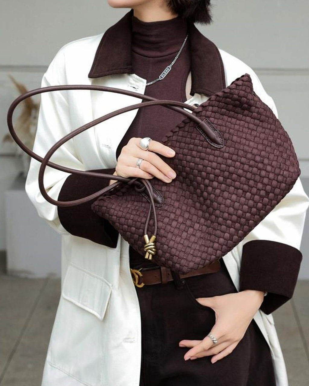 Wildfool The Torino Woven Tote — detail view