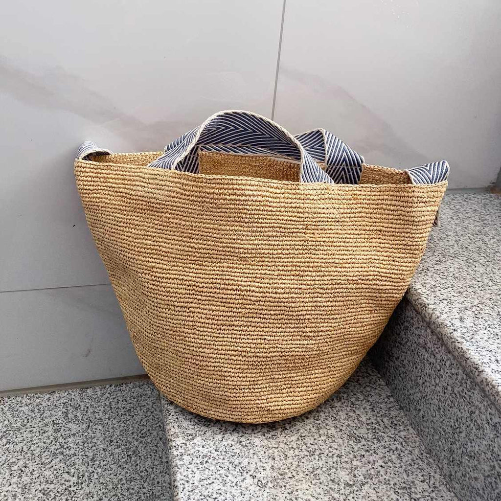 Wildfool The Taormina Raffia Tote — detail view