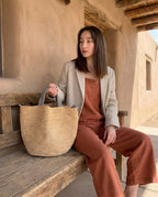 Wildfool The Taormina Raffia Tote — detail view