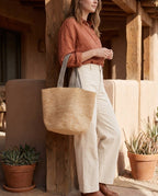Wildfool The Taormina Raffia Tote — detail view