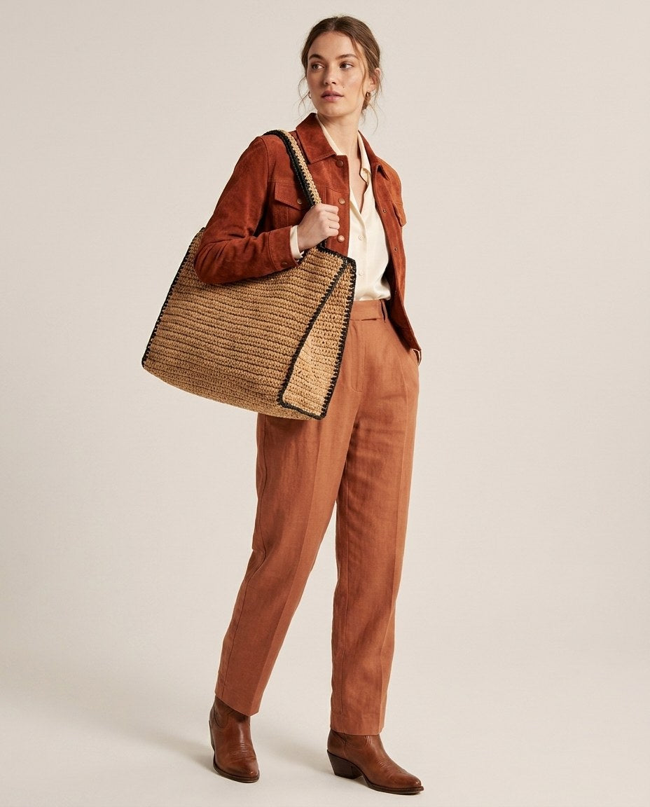 Wildfool The Vernazza Straw Tote — detail view
