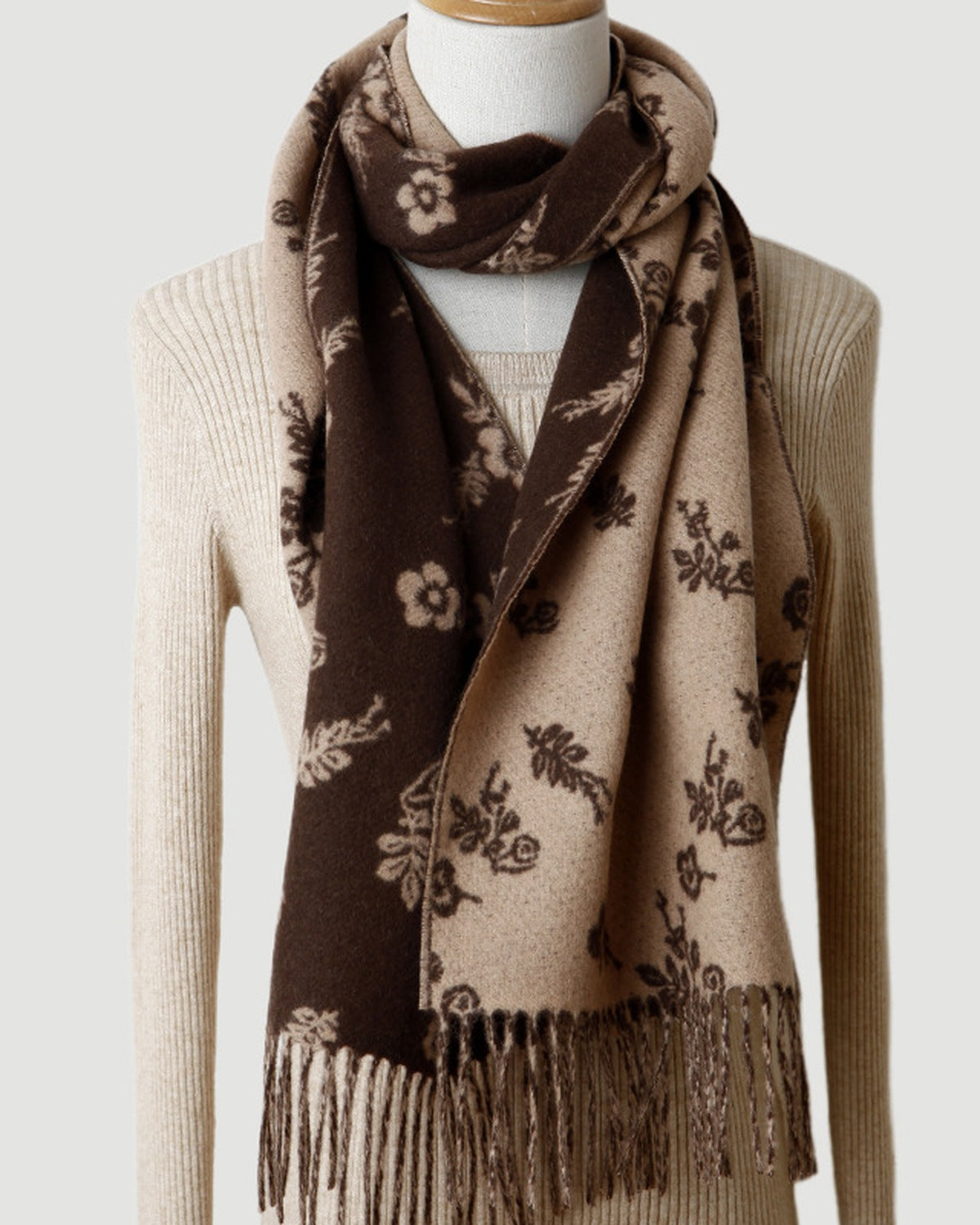 The Wildflower Jacquard Scarf in Espresso Jacquard