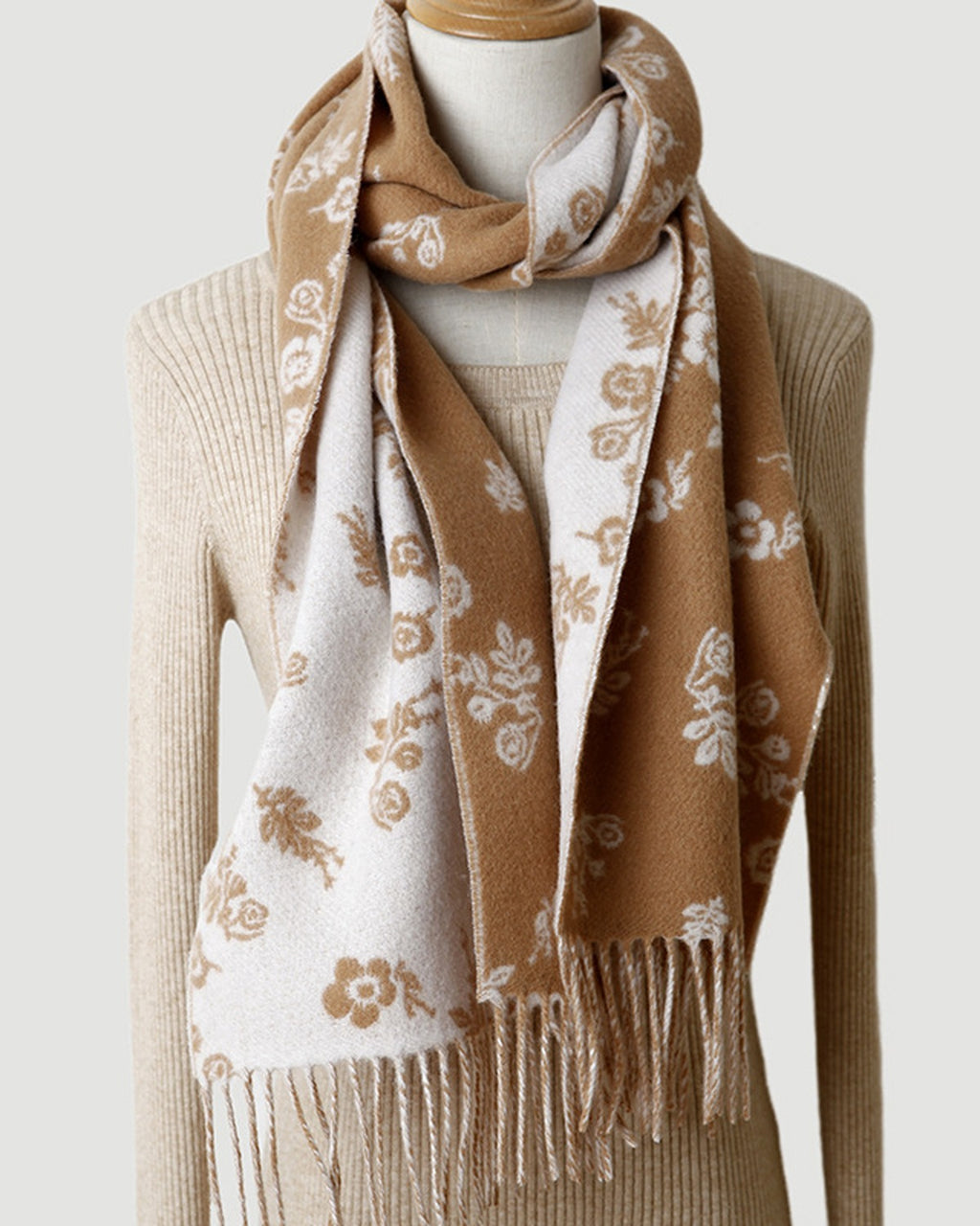 The Wildflower Jacquard Scarf in Oat Jacquard