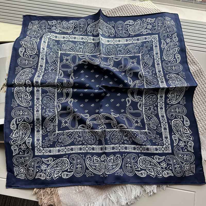 The 65cm Hand-Rolled Silk Square — Cashew Paisley