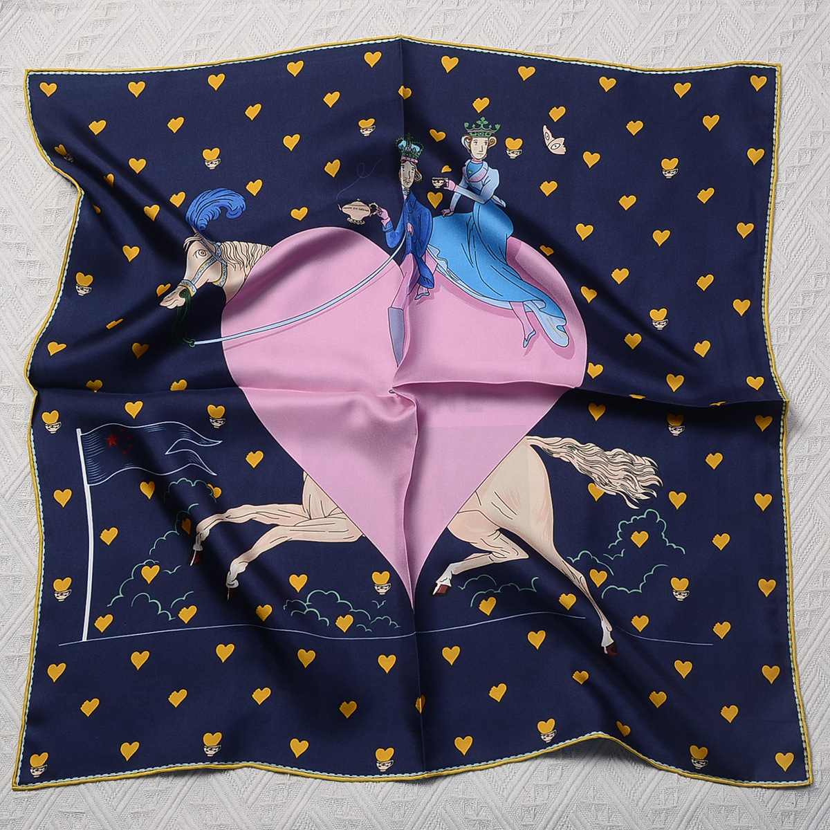 The 65cm Hand-Rolled Silk Square — Teatime Navy