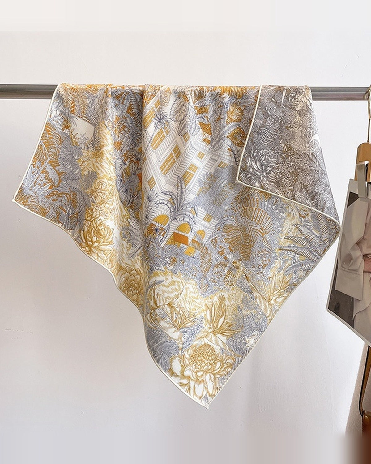 The Reversible Silk-Wool Square — Platinum Rainforest
