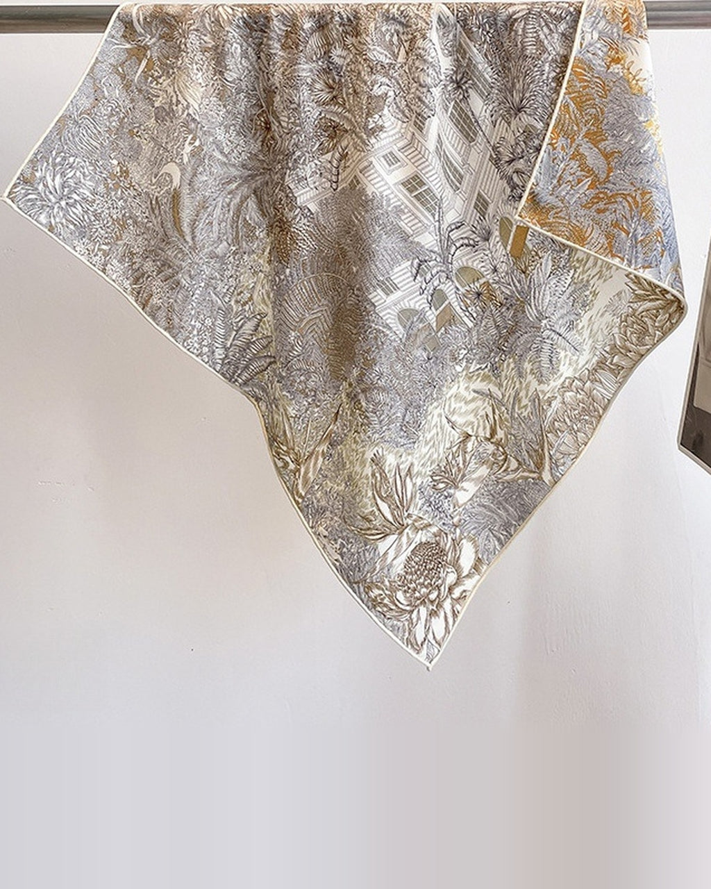 The Reversible Silk-Wool Square — Platinum Rainforest