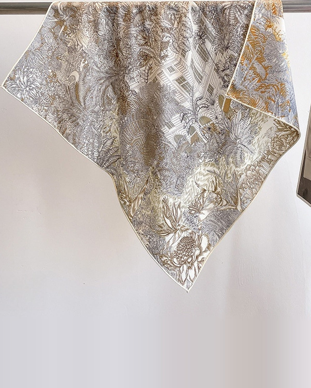 The Reversible Silk-Wool Square — Platinum Rainforest