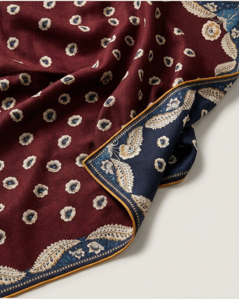 reversible silk wool red blue