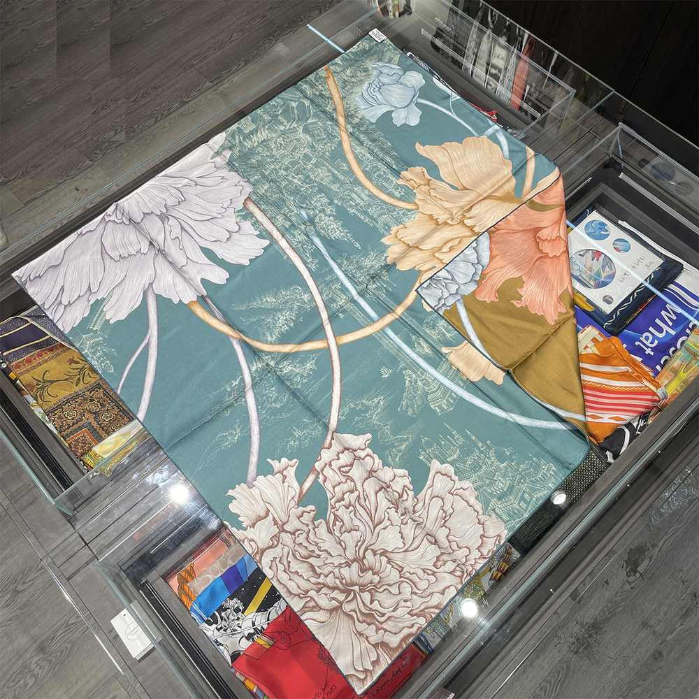 The 88cm Reversible Silk Square — Lotus Bloom