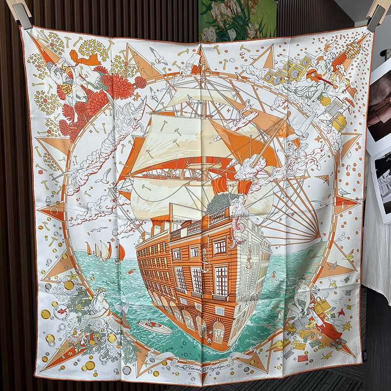 The 88cm Reversible Silk Square — Set Sail