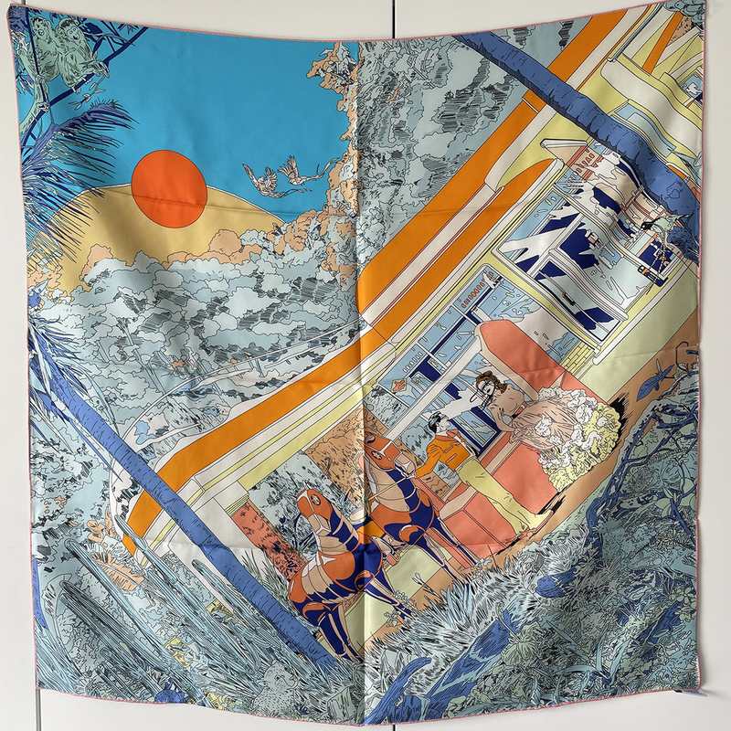 The 88cm Reversible Silk Square — Romantic Date