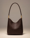 The Woven Leather Shoulder Bag - Espresso