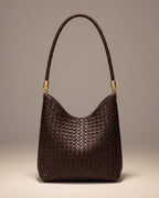 The Woven Leather Shoulder Bag - Espresso