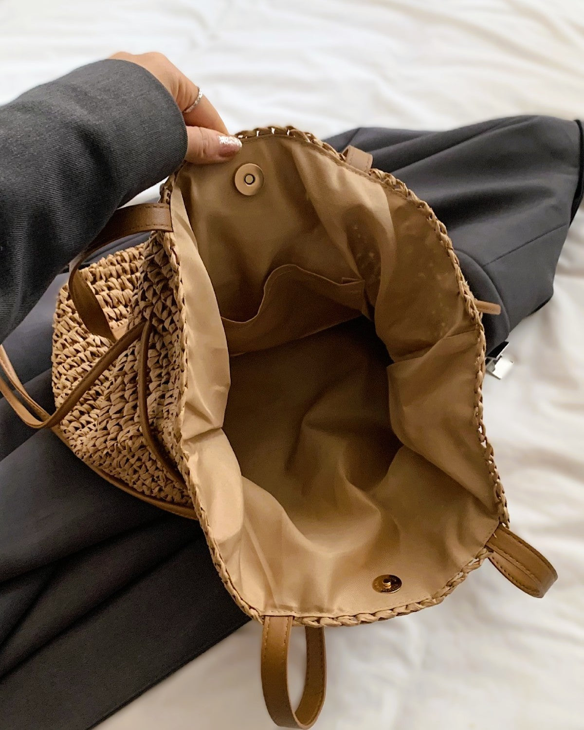Straw Bucket Bag with Drawstring Closure | Wildfool