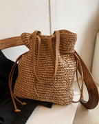 Wildfool khaki bucket bag showing polyester lining interior — detail shot