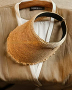 Wildfool Raffia Open-Crown Visor — front view showing wide brim and open top