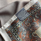 Reverse olive-green side of Wildfool camel-green reversible silk wool scarf