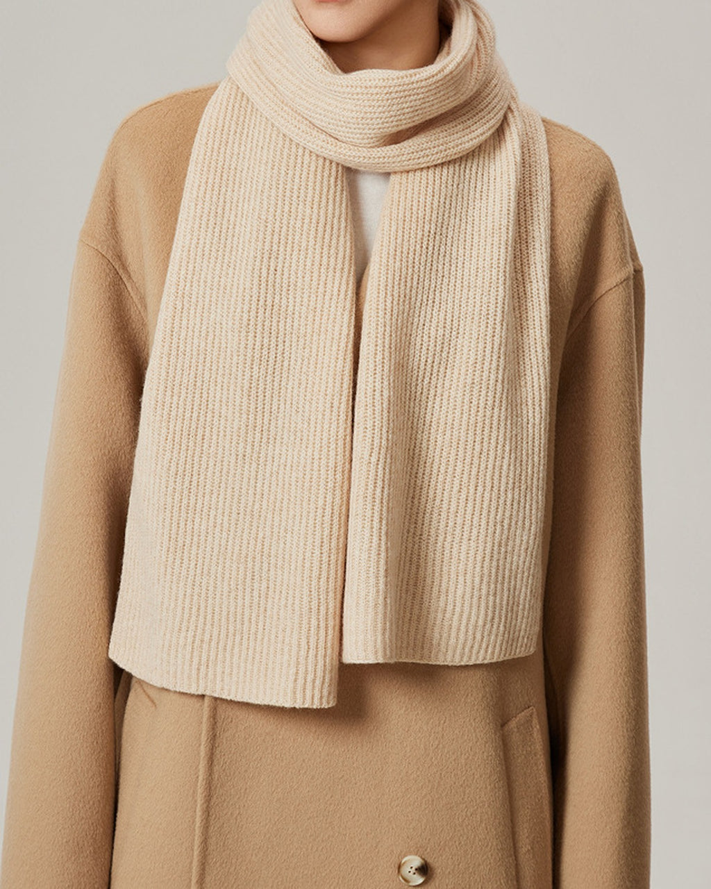 The Alashan Cashmere-Blend Rib Knit Scarf in Oat