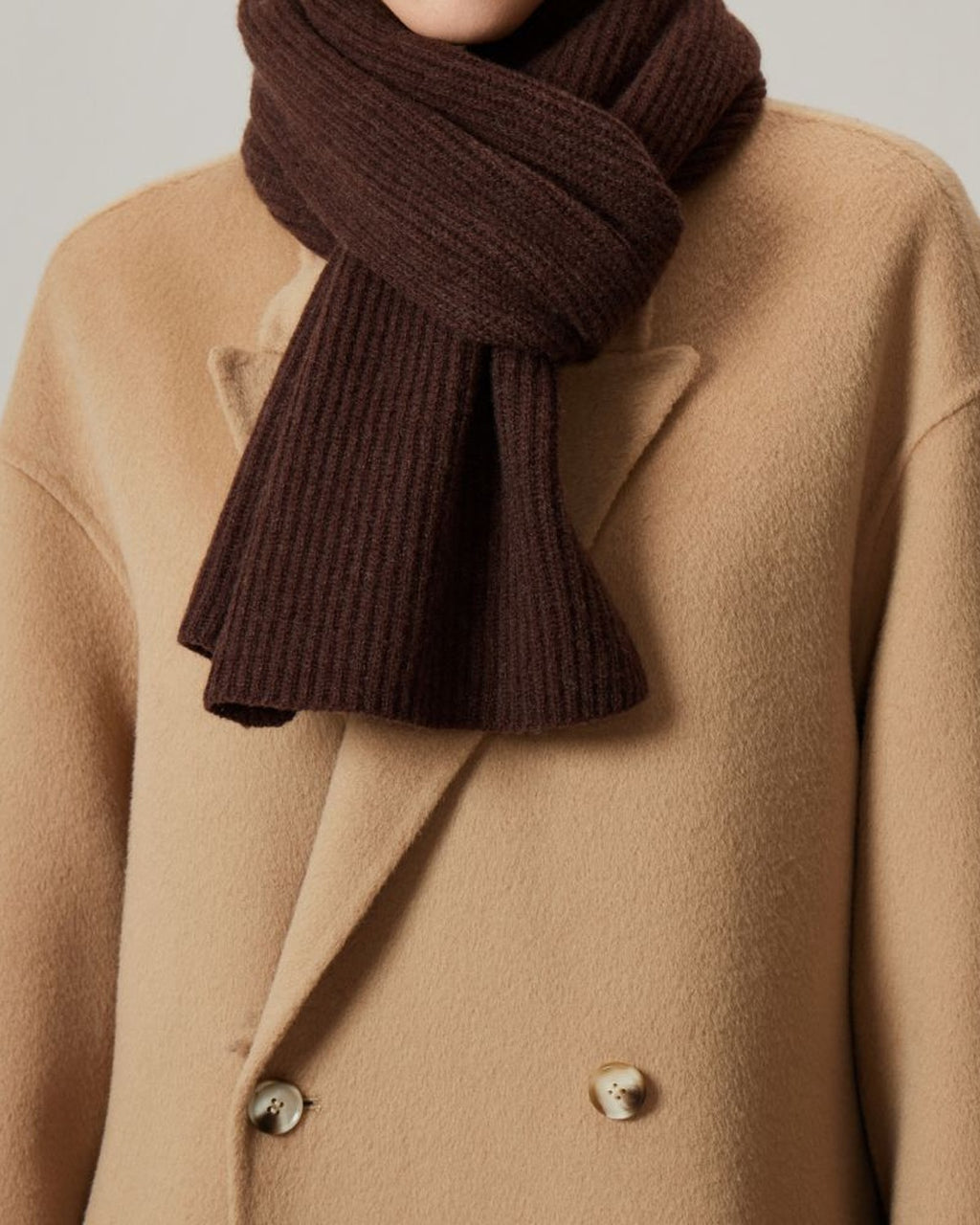 The Alashan Cashmere-Blend Rib Knit Scarf in Espresso