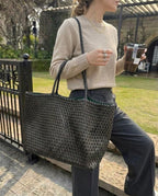 The Heritage Woven Leather Tote - styled