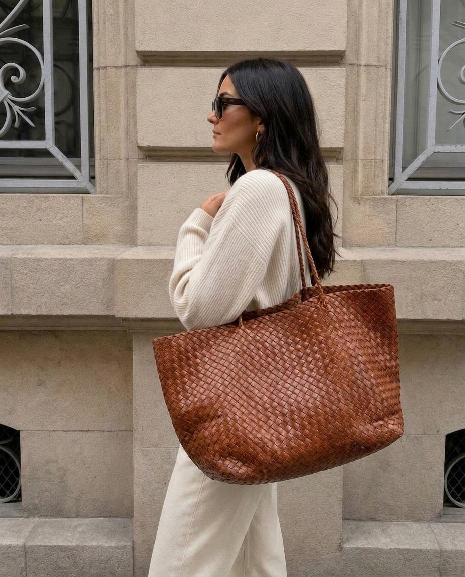 The Heritage Woven Leather Tote - styled
