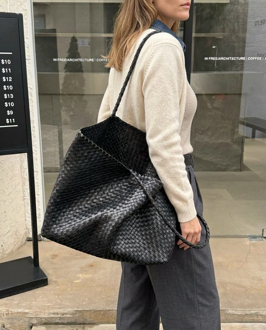 The Heritage Woven Leather Tote - styled