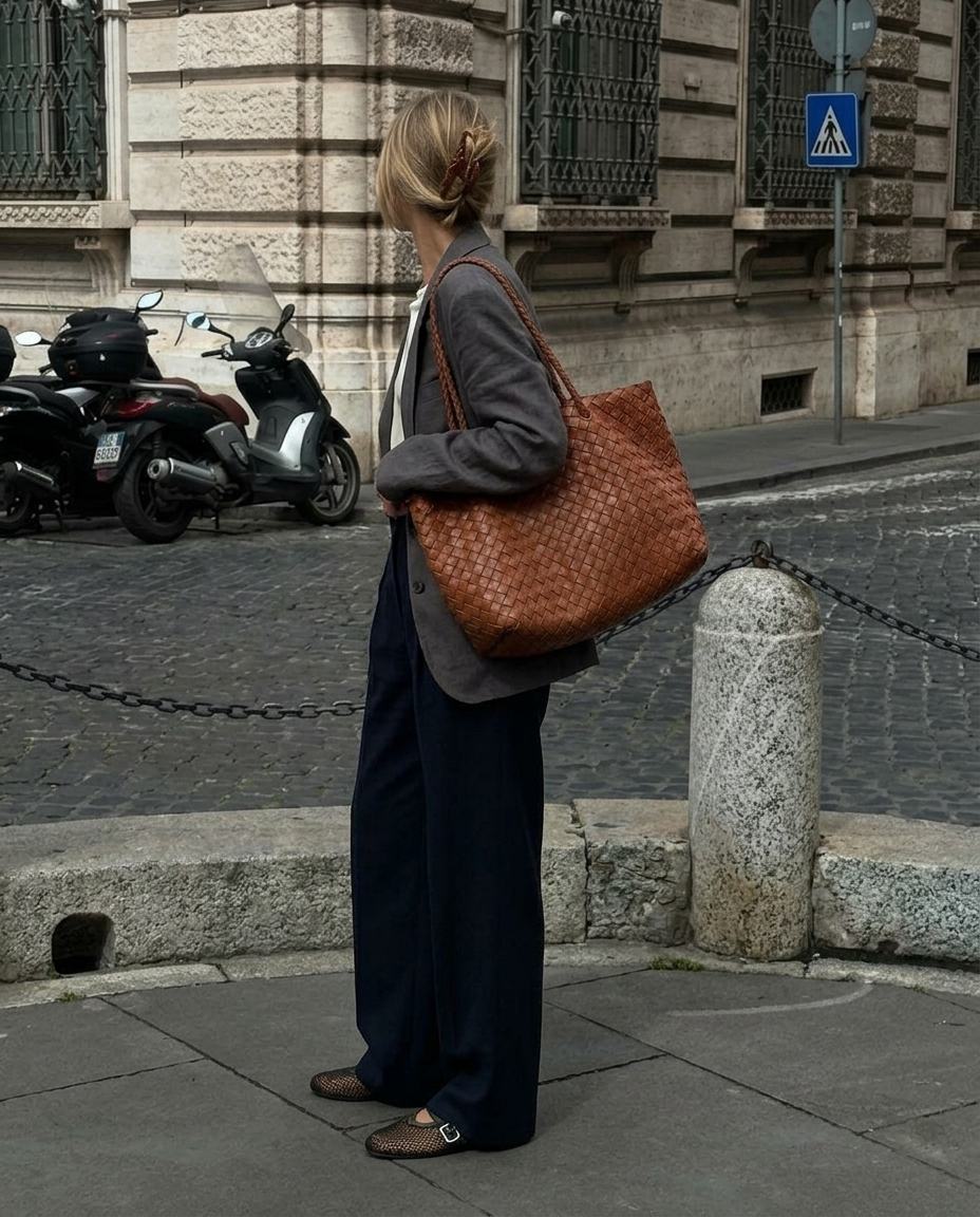 The Heritage Woven Leather Tote - styled
