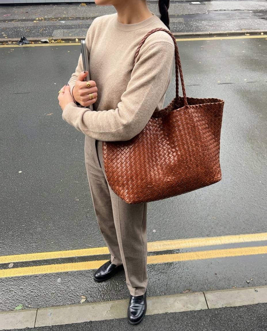 The Heritage Woven Leather Tote - styled