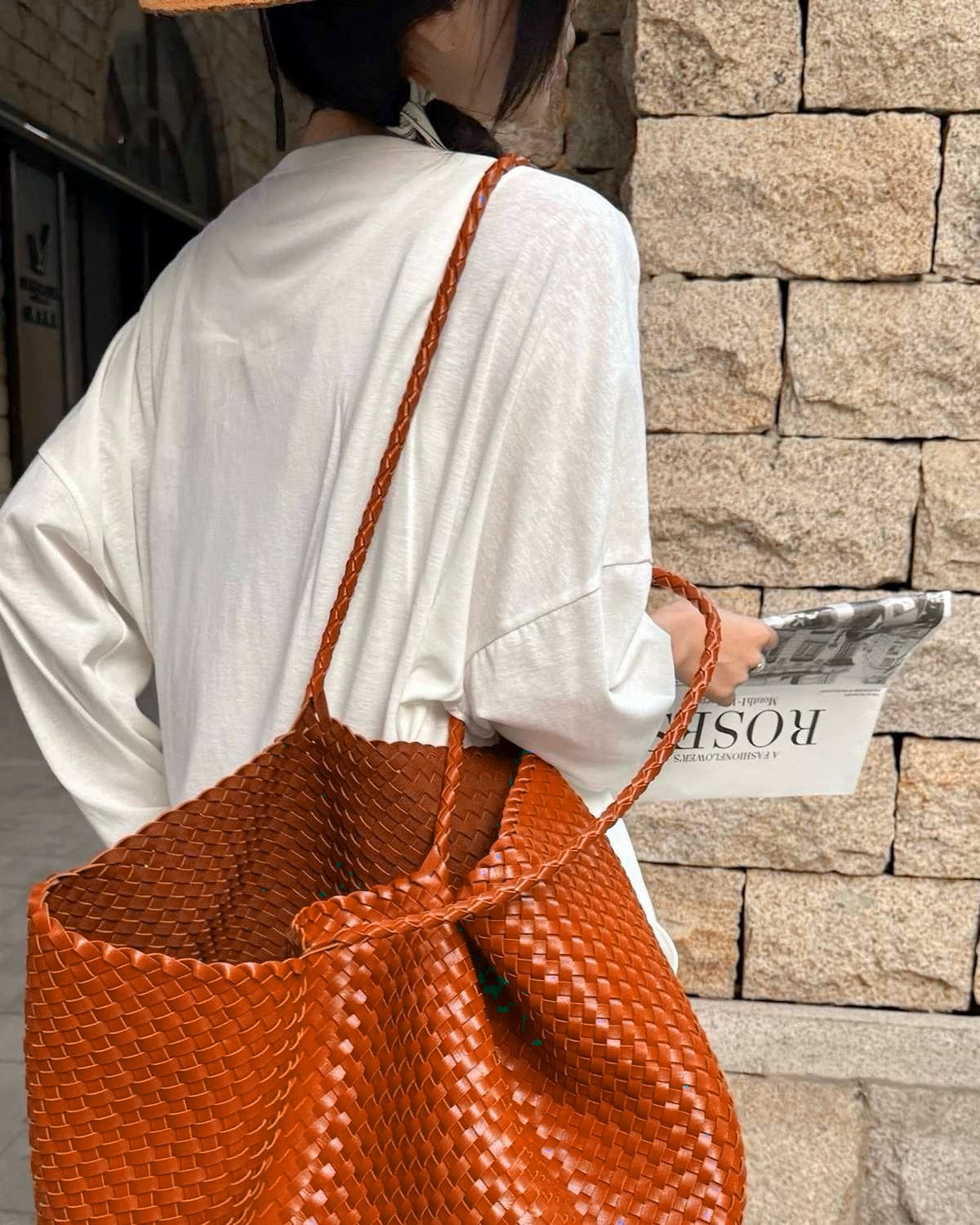The Olive Leather Tote - Brown